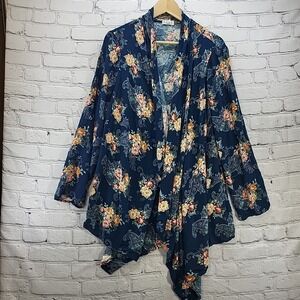 AVLN Studios Drape Top Womens Sz L Coastal Cowgirl Open Floral Paisley